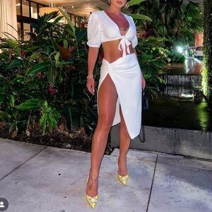 Elegant White Women's Skirt and top